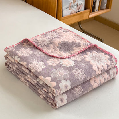 Rural Flower Cotton Layers Gauze Reversible Coverlet - image 9