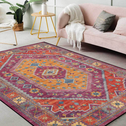 Retro Persian Geometric Anti-slip Indoor Outdoor Rug - image 2