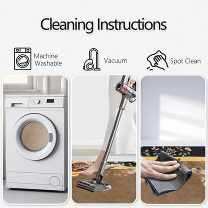 Retro Floral Soft Anti-slip Foldable Area Rug - image 6