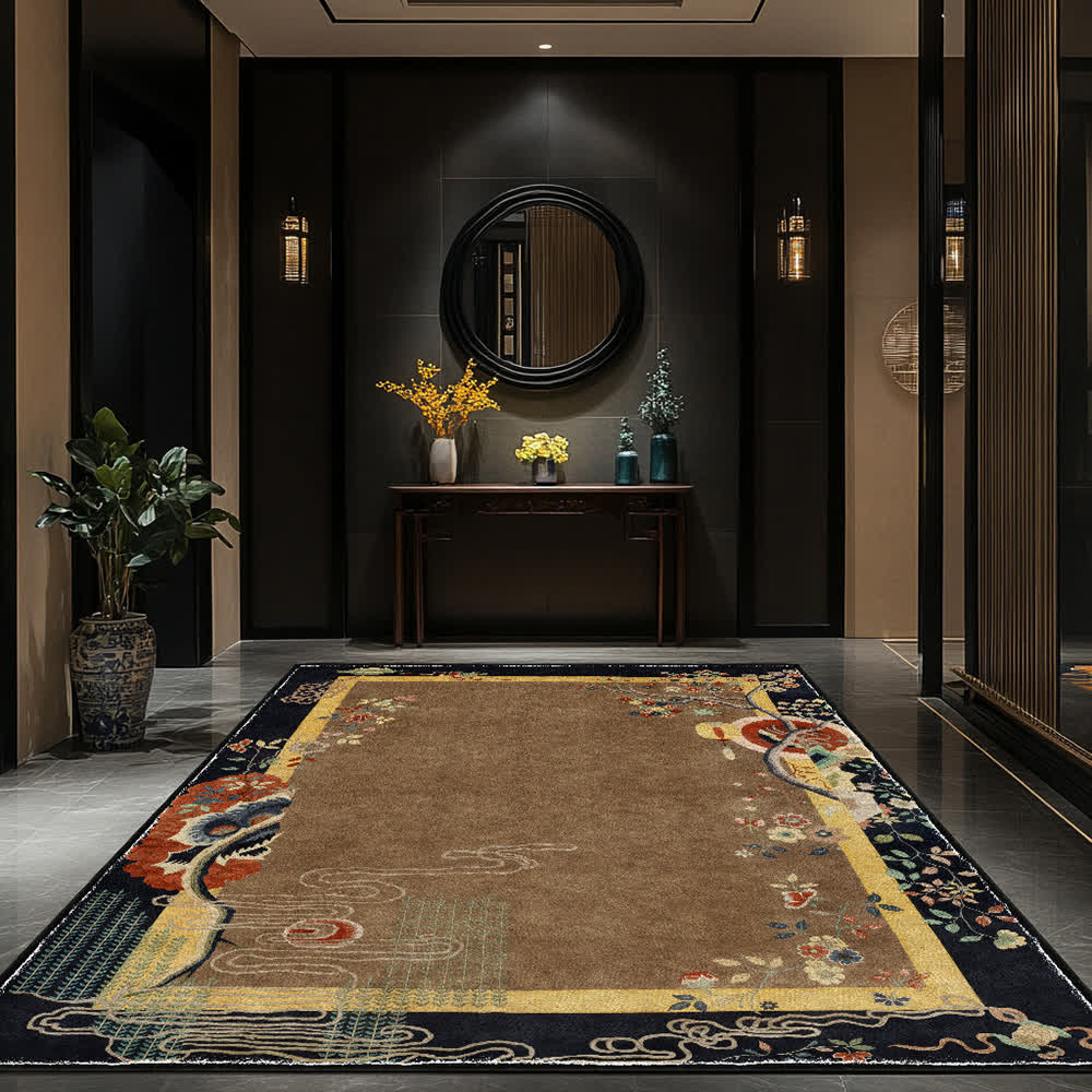 Retro Floral Soft Anti-slip Foldable Area Rug - image 1
