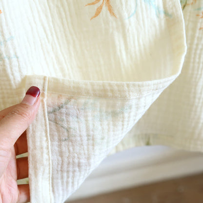 Plant Cotton Gauze Long Sleeve Nightgown with Pocket - image 8