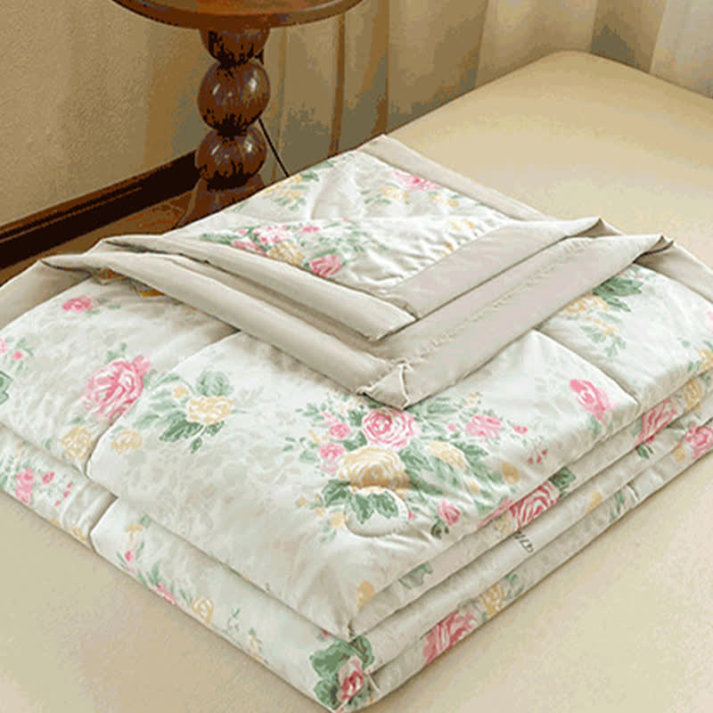 Soft Floral Double Layer Gauze Summer Quilt - image 2