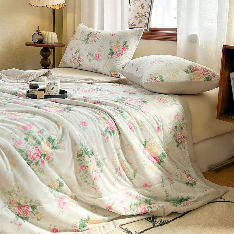 Soft Floral Double Layer Gauze Summer Quilt - King - image 0