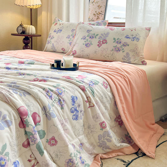 Elegant Floral Double Layer Gauze Summer Quilt - King - image 0