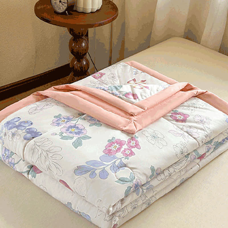 Elegant Floral Double Layer Gauze Summer Quilt - image 2