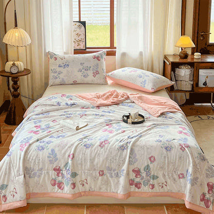 Elegant Floral Double Layer Gauze Summer Quilt - image 1