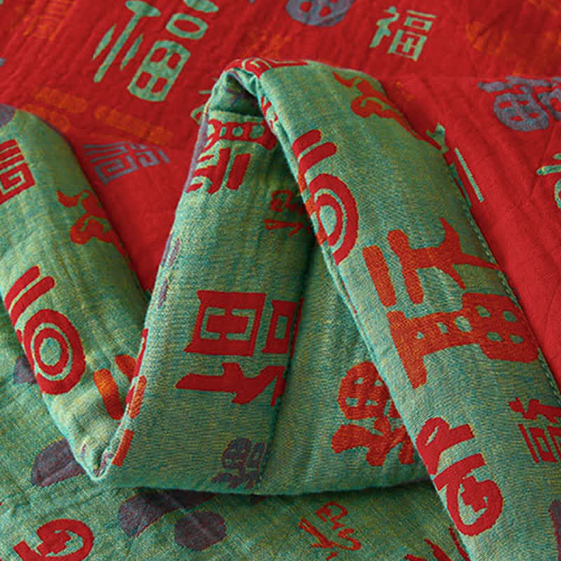 Retro Auspicious Reversible Summer Cotton Quilt - image 10