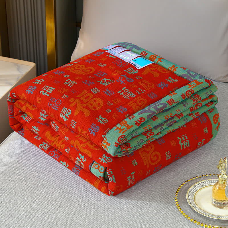 Retro Auspicious Reversible Summer Cotton Quilt - image 7