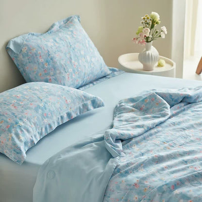 Pastoral Blue Floral Summer Bedding Set(4pcs) - image 5