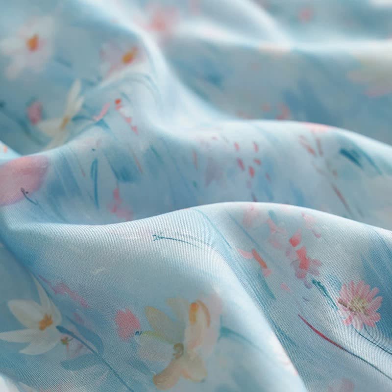Pastoral Blue Floral Summer Bedding Set(4pcs) - image 8