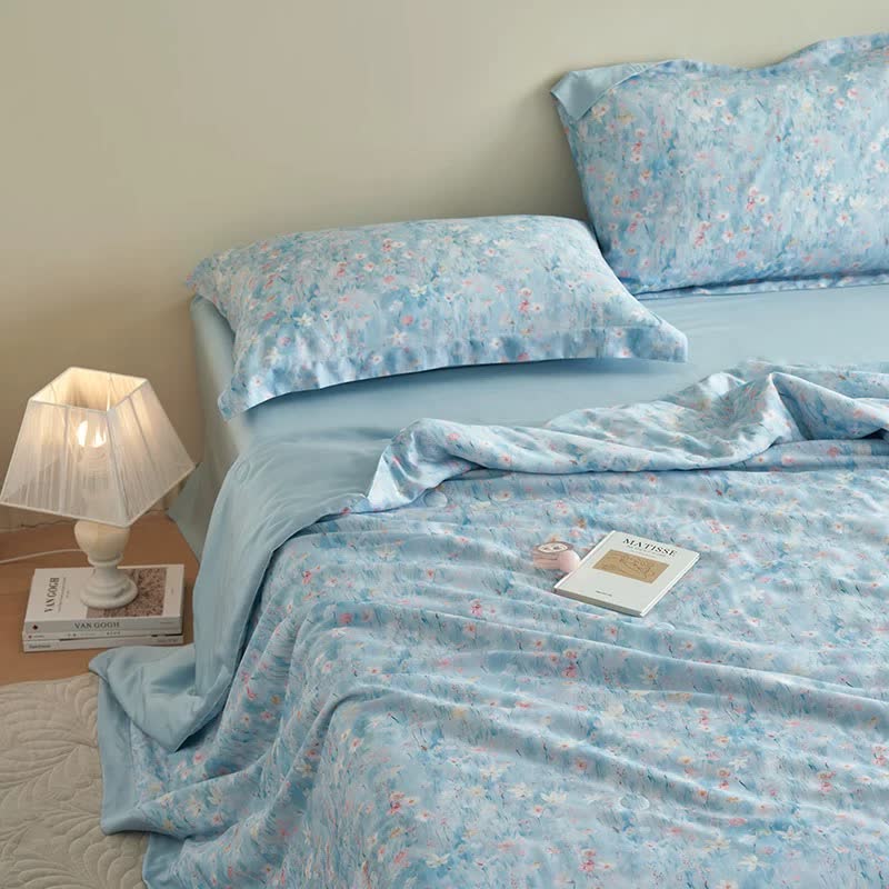 Pastoral Blue Floral Summer Bedding Set(4pcs) - image 4