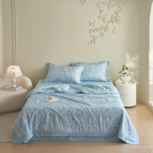Pastoral Blue Floral Summer Bedding Set(4pcs) - Bedding Sets - Full - image 0