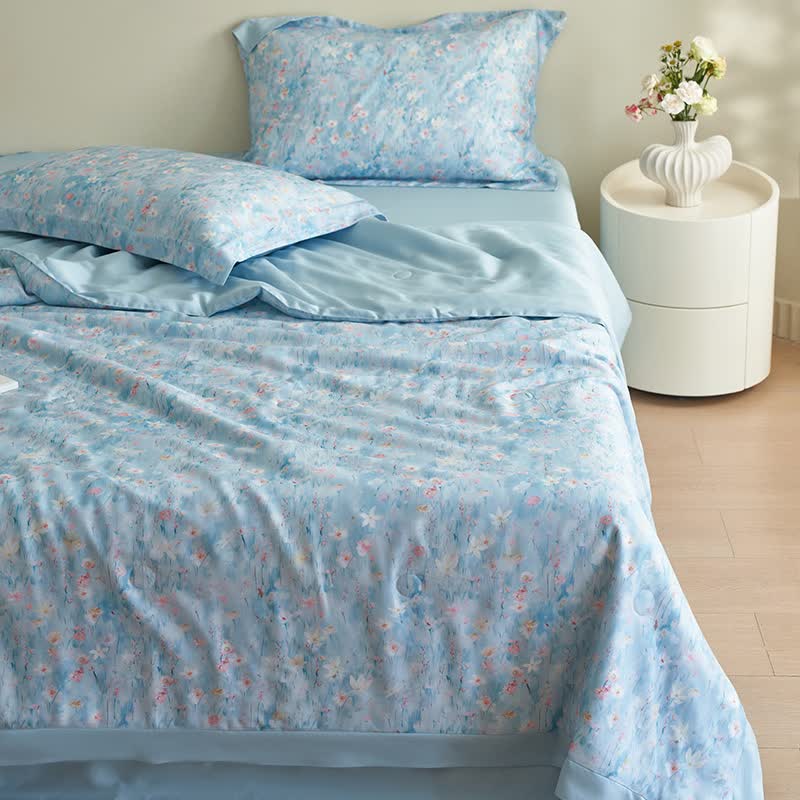 Pastoral Blue Floral Summer Bedding Set(4pcs) - image 2