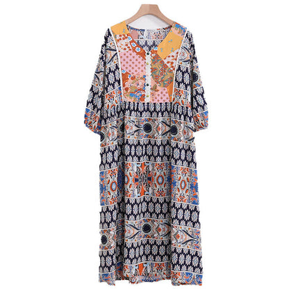 Plus Size Long Sleeve Ethnic Style Nightdress - image 7