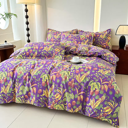 Flower Leaf Soft Cotton Gauze Bedding Set(4PCS) - image 7