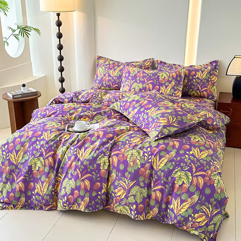 Flower Leaf Soft Cotton Gauze Bedding Set(4PCS) - image 6