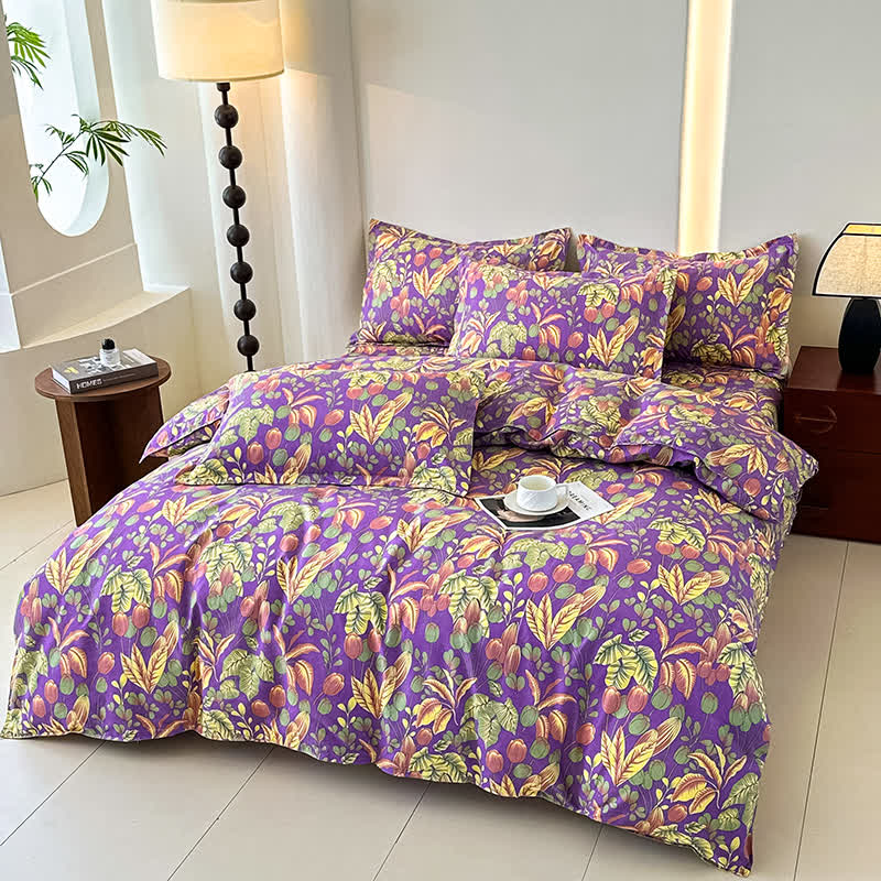 Flower Leaf Soft Cotton Gauze Bedding Set(4PCS) - image 5