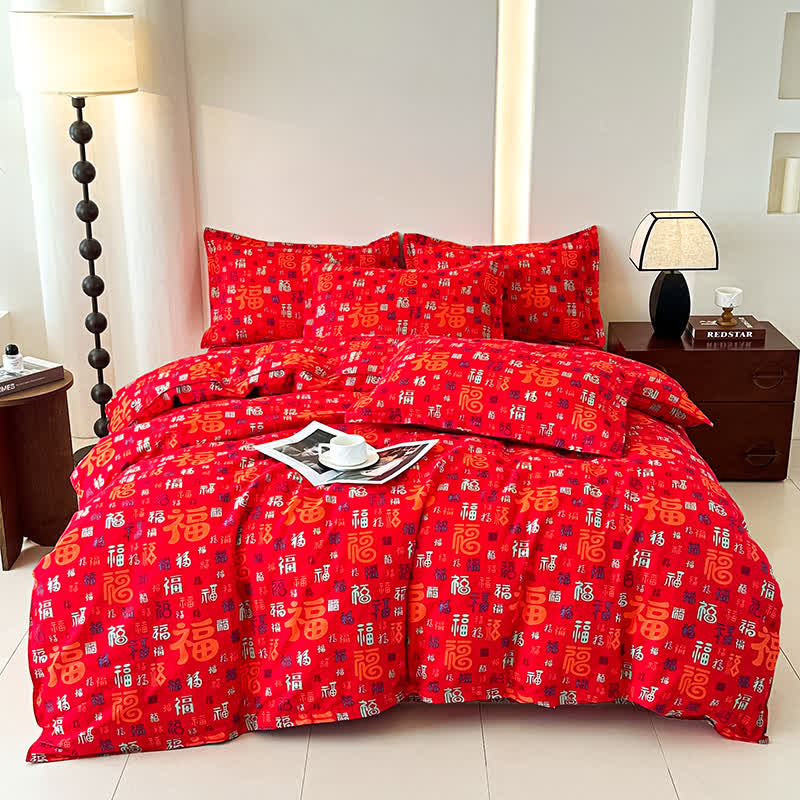 Retro Auspicious Soft Cotton Gauze Bedding(4PCS) - image 2