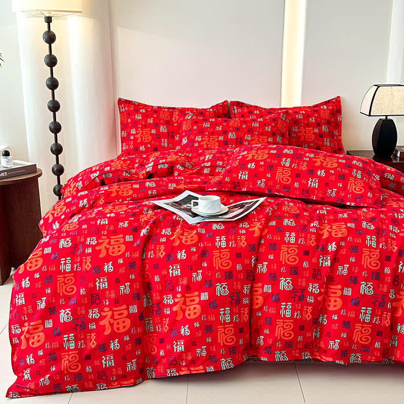 Retro Auspicious Soft Cotton Gauze Bedding(4PCS) - image 5