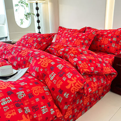 Retro Auspicious Soft Cotton Gauze Bedding(4PCS) - image 7