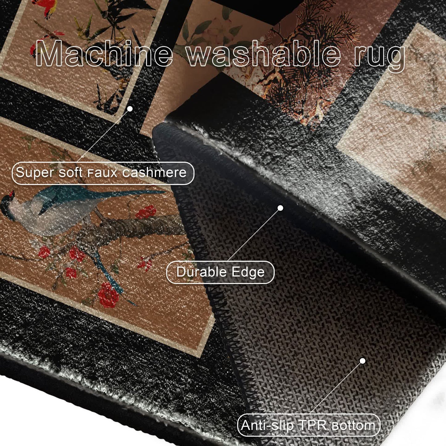 Floral Bird Soft Anti-slip Washable Area Rug - image 5