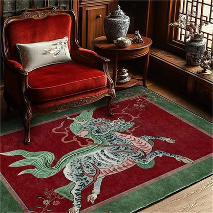 Oriental Retro Kirin Washable Soft Area Rug - image 6