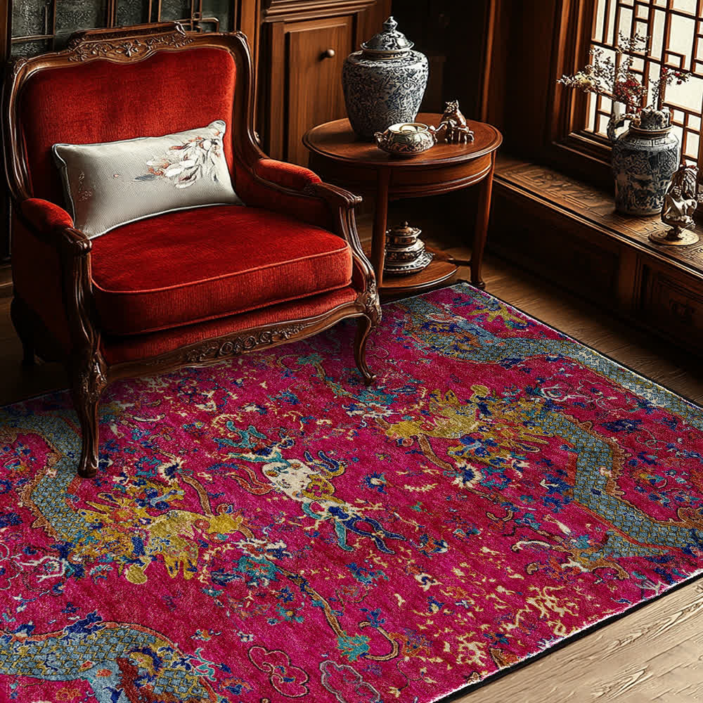 Oriental Dragon Washable Soft Area Rug - image 1