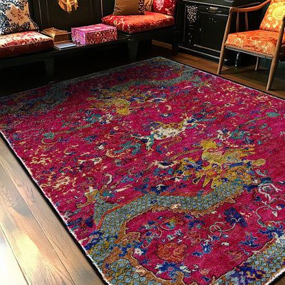 Oriental Dragon Washable Soft Area Rug - image 0