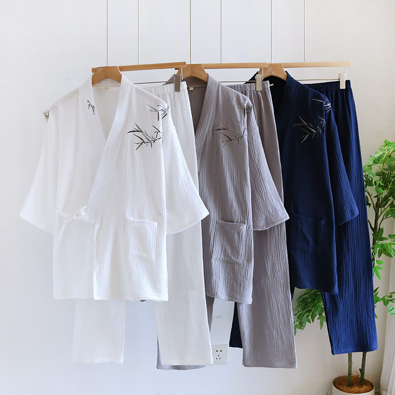 Unisex Bamboo Jacquard Kimono Pajama Set - image 3
