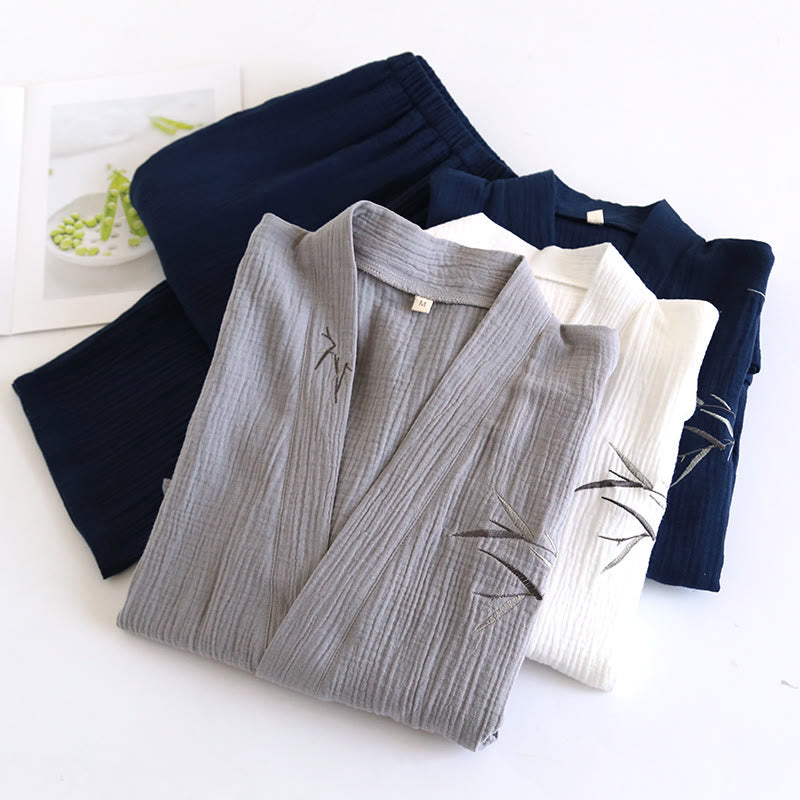 Unisex Bamboo Jacquard Kimono Pajama Set - image 2