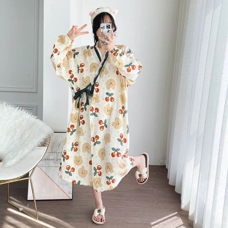 Plus Size Bear Chrry Jacquard Nightdress - image 2