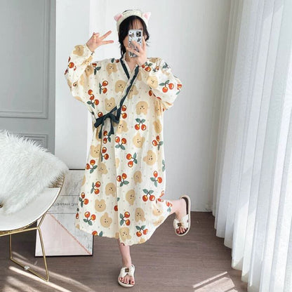 Plus Size Bear Chrry Jacquard Nightdress - image 2