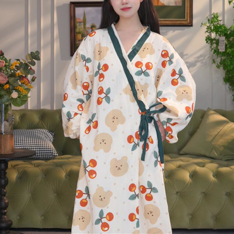 Plus Size Bear Chrry Jacquard Nightdress - 5XL - image 0