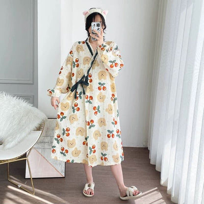 Plus Size Bear Chrry Jacquard Nightdress - image 3