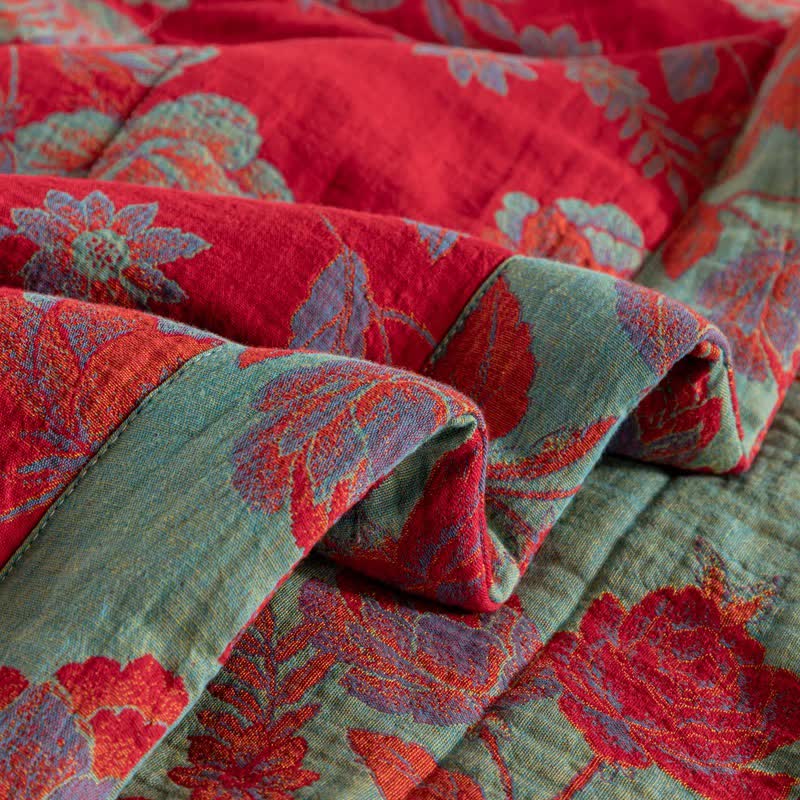 Retro Floral Double-layer Cotton Summer Quilt - image 6