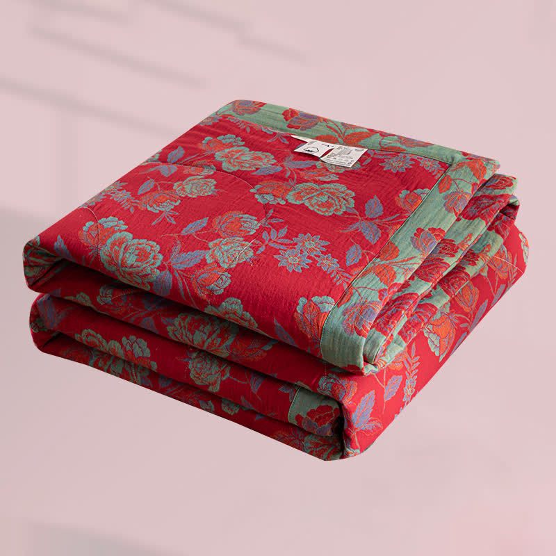 Retro Floral Double-layer Cotton Summer Quilt - image 5