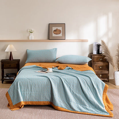 Polka Dot Print Double-layer Cotton Summer Quilt - 2PCS Pillowcases - 19" x 29" - image 0