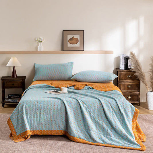 Polka Dot Print Double-layer Cotton Summer Quilt - 2PCS Pillowcases - 19" x 29" - image 0