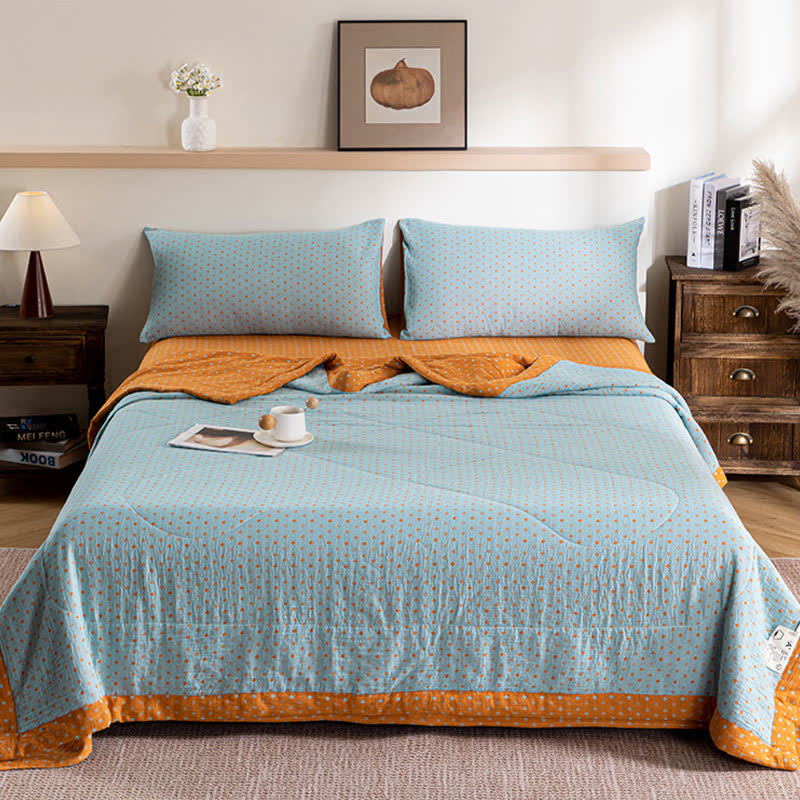 Polka Dot Print Double-layer Cotton Summer Quilt - image 2
