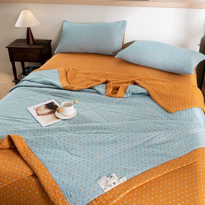 Polka Dot Print Double-layer Cotton Summer Quilt - image 1