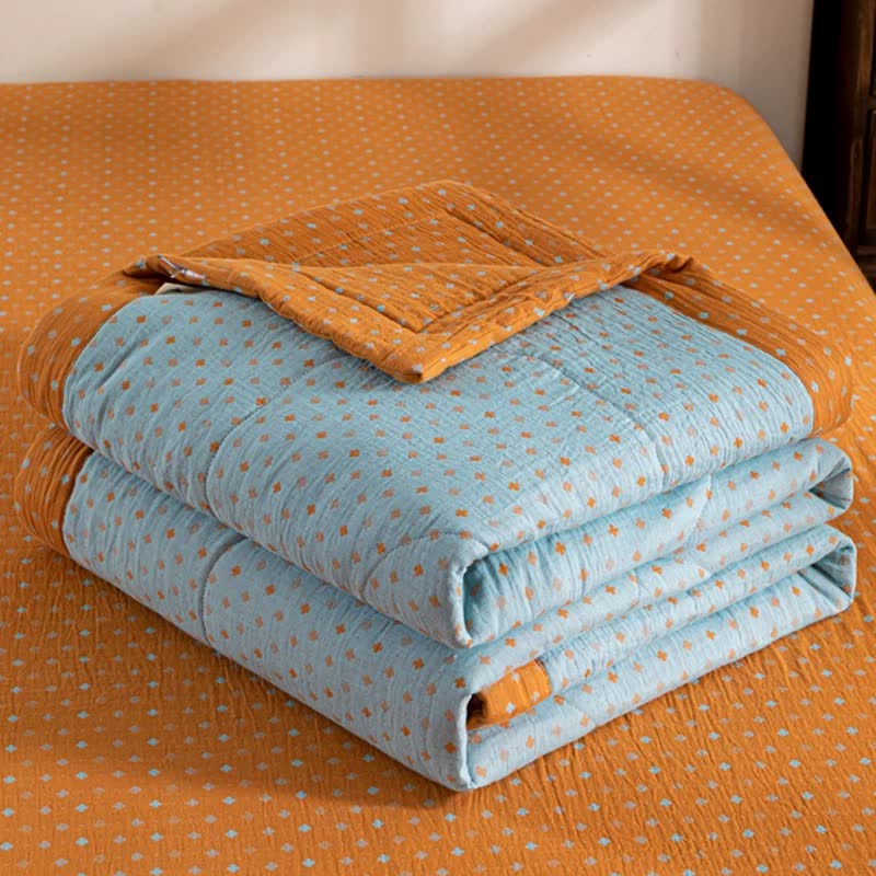 Polka Dot Print Double-layer Cotton Summer Quilt - image 3