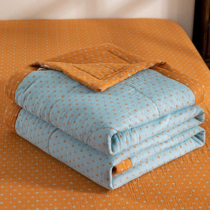 Polka Dot Print Double-layer Cotton Summer Quilt - image 3
