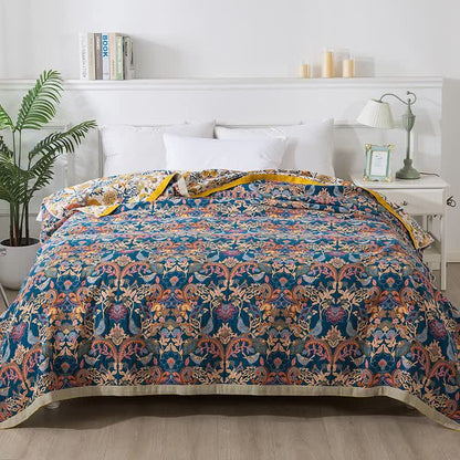 Bohemian Style Cotton Gauze Reversible Quilt - image 1