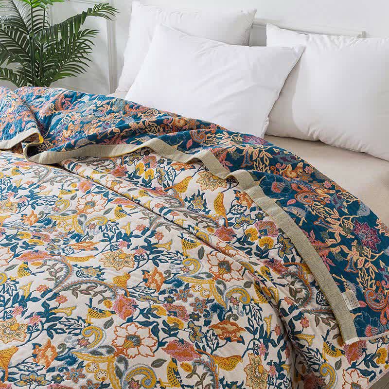 Bohemian Style Cotton Gauze Reversible Quilt - image 3