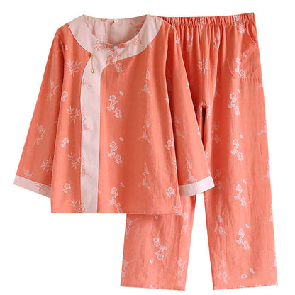 Vintage Cotton Yarn-dyed Jacquard Long Sleeve Loungewear - image 11