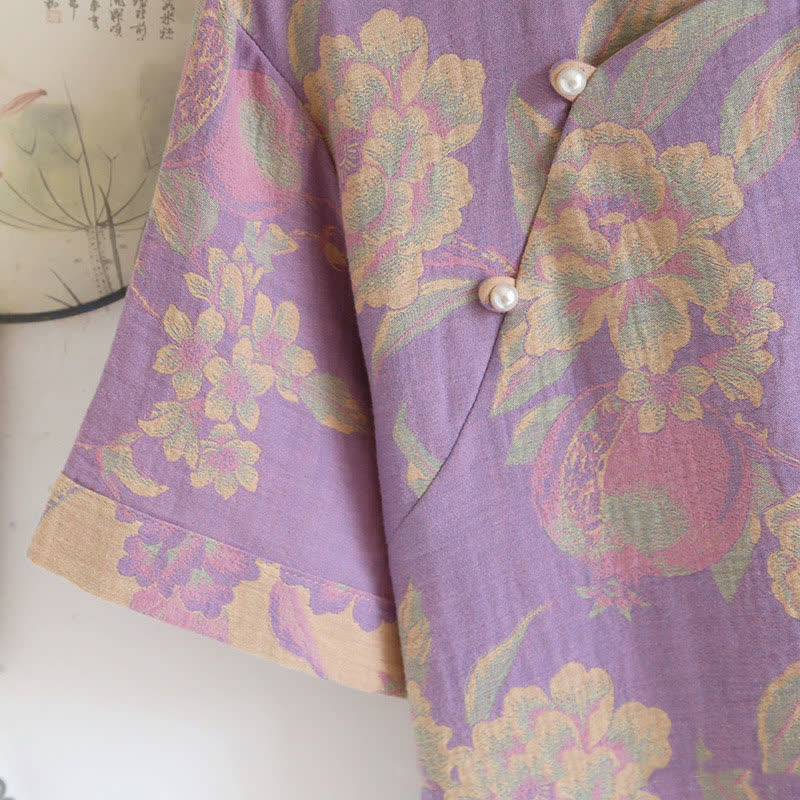 Cotton Yarn-dyed Retro Short-sleeve Loungewear Set - image 6