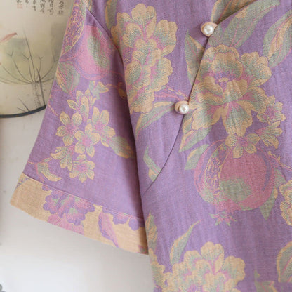 Cotton Yarn-dyed Retro Short-sleeve Loungewear Set - image 6