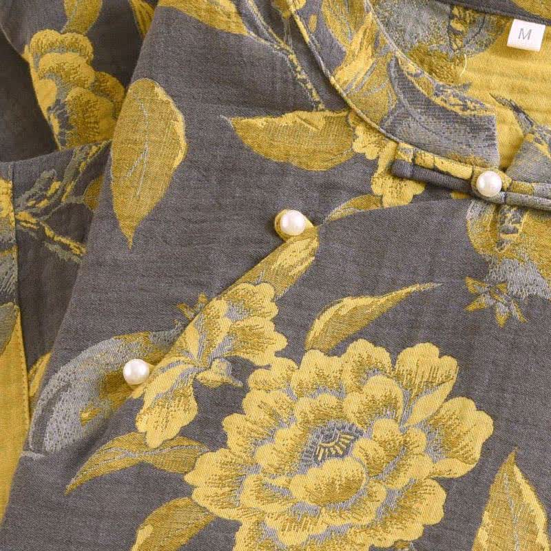 Cotton Yarn-dyed Retro Short-sleeve Loungewear Set - image 12