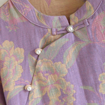 Cotton Yarn-dyed Retro Short-sleeve Loungewear Set - image 4