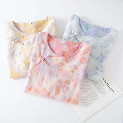 Vintage Yarn-dyed Cotton Round Neck Nightdress - image 1